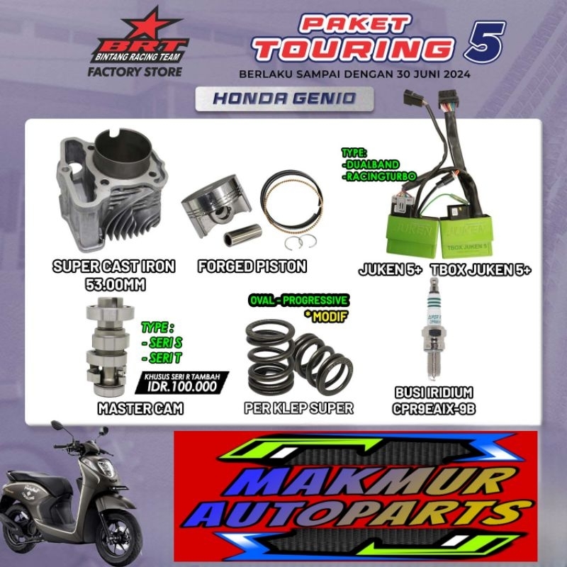 PAKET GENIO BRT BEAT 2020 TOURING 5 BORE UP 139CC - BINTANG RACING TEAM BRT