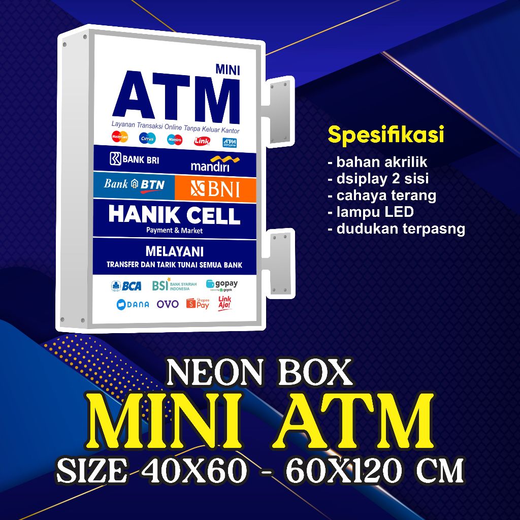 NEON BOX BRILINK - NEON BOX MINI ATM - NEON BOX DUA SISI