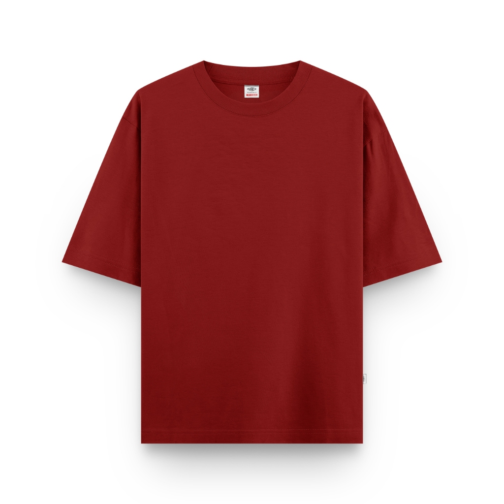 MAVERICK Oversized Plain T-Shirt Maroon - Kaos Polos Oversize Merah Maroon