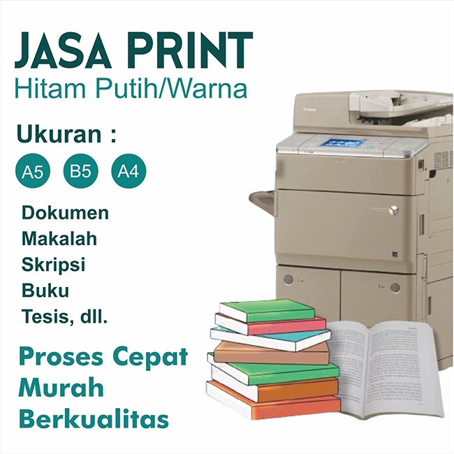 

jasa print cetak dokumen hitam putih/warna a5 b5 a4