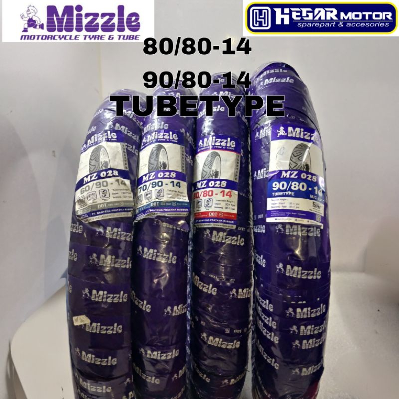BAN LUAR MIZZLE TUBETYPE  RING 14 UKARAN 80/80-14 90/80-14