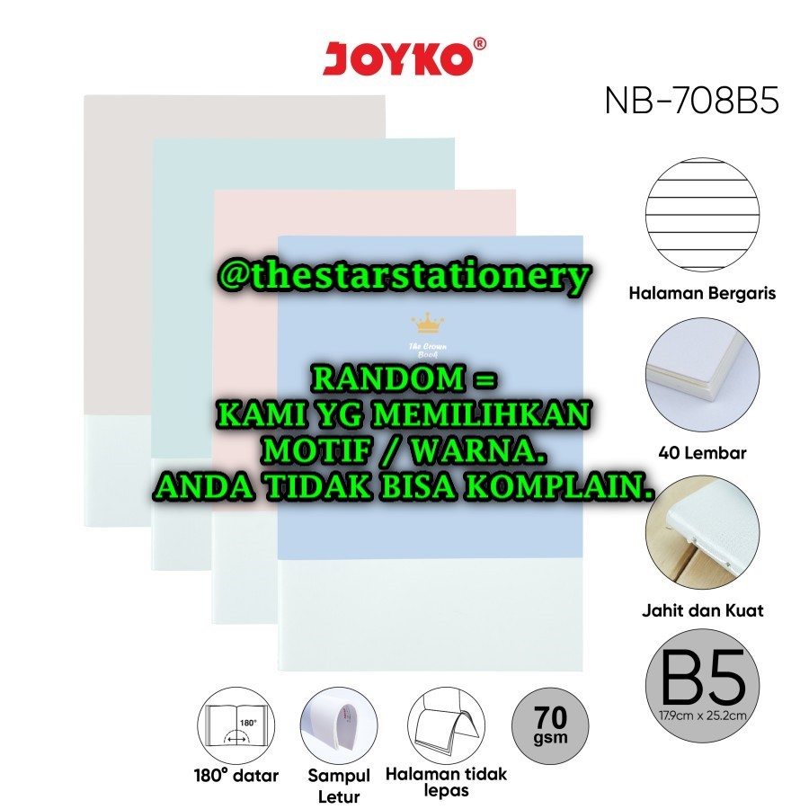 

(1 Biji) Buku Tulis Joyko NB-708B5 B5 40 Lembar / Buku Tulis Catatan Bergaris Ruled Notebook Joyko