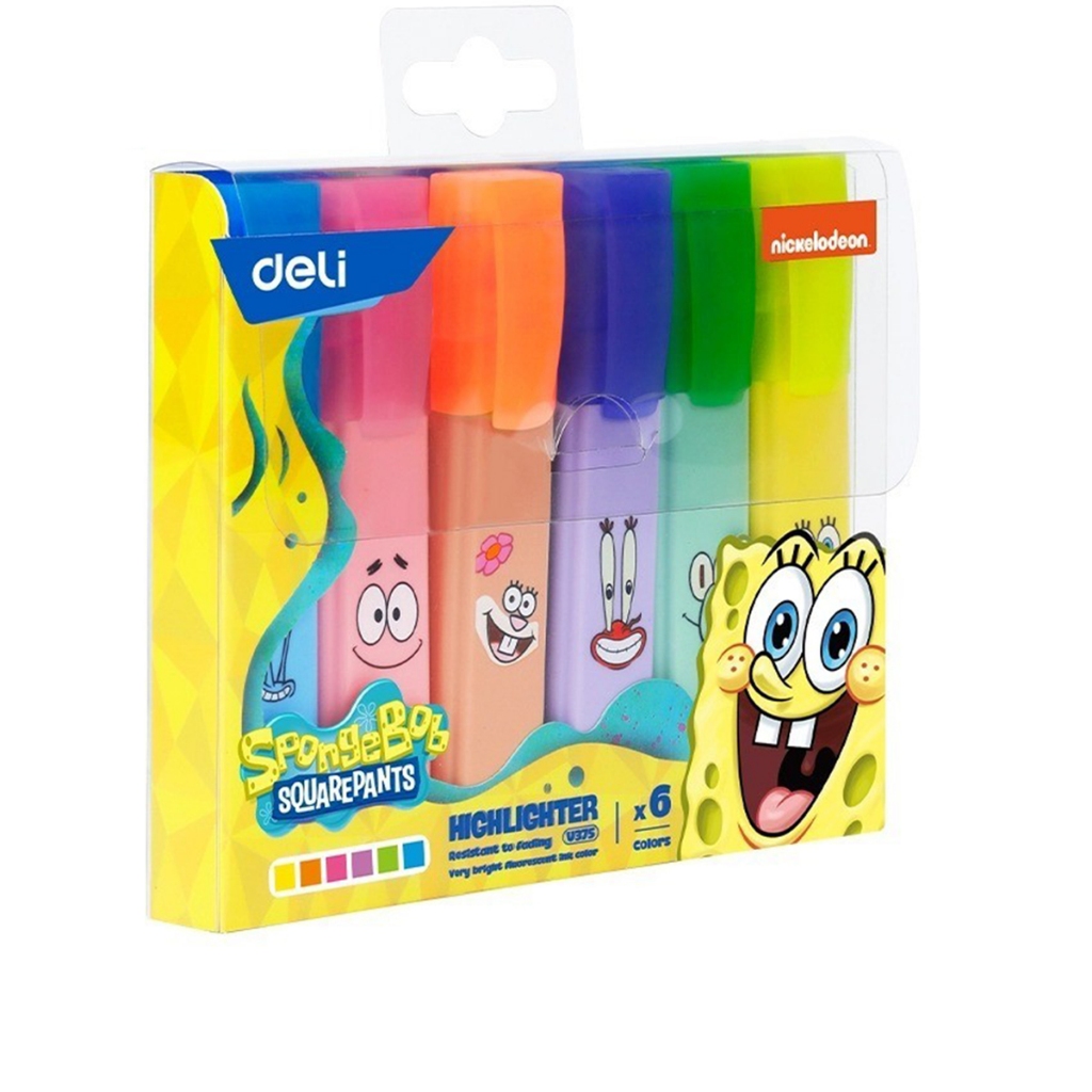 

Highlighter 6 Pcs U 375 Spongebob Edition DELI / Stabilo Warna Warni / Penanda Teks
