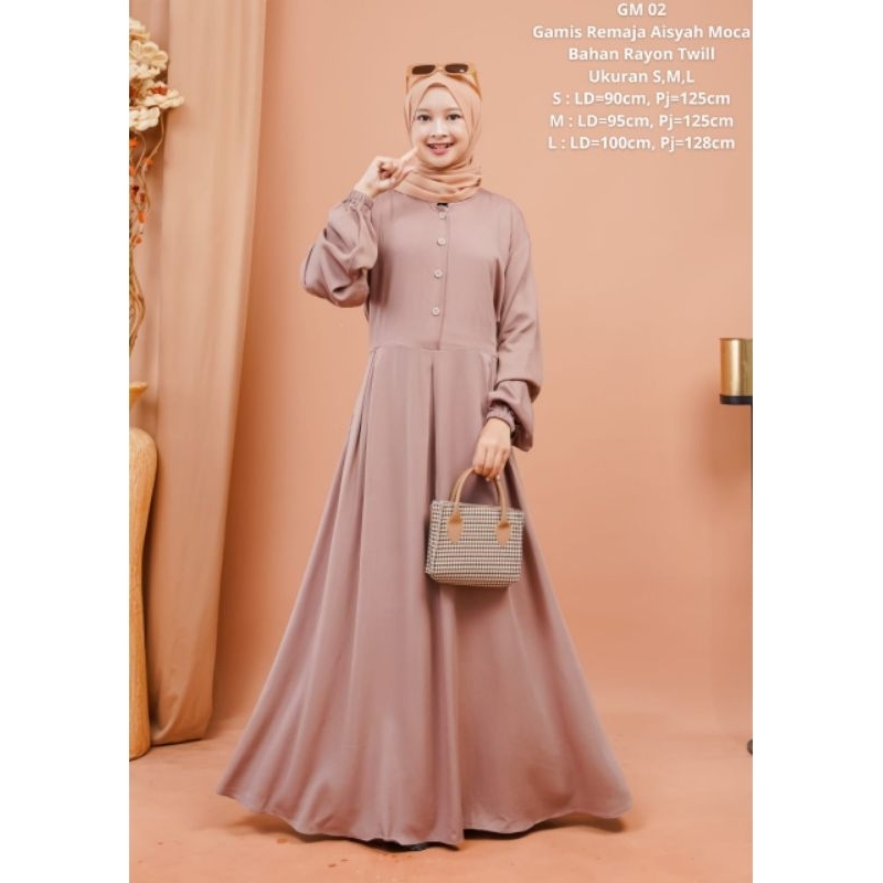 Gamis Rayon Twill Remaja Aisyah mocca