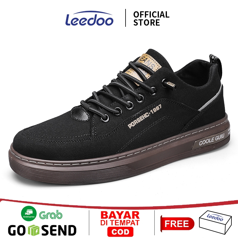 TERLARIS LEEDOO SEPATU PRIA SNEAKERS CASUAL ORIGINAL TALI FORMAL SEPATU SNEAKERS KEKINIAN BLACK
