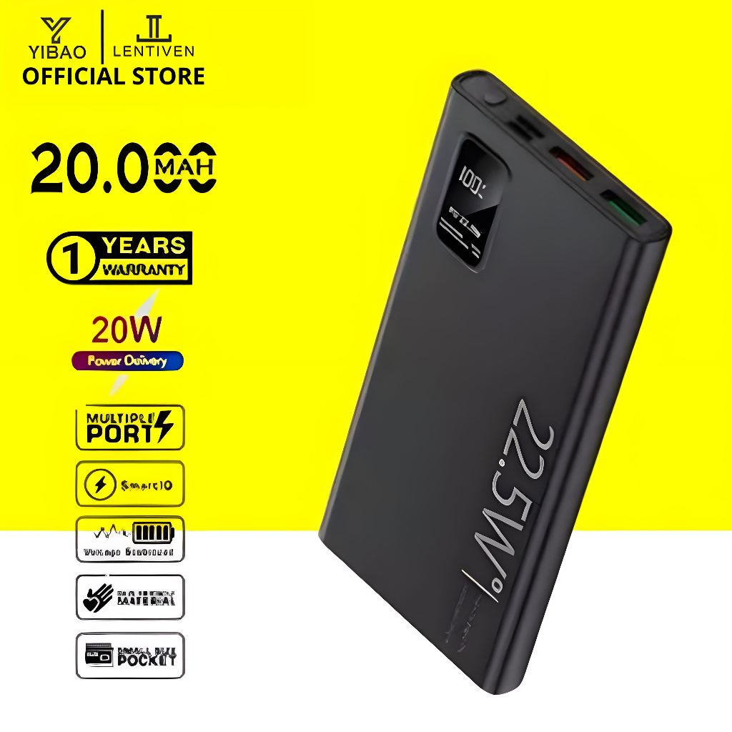 YIBAO LENTIVEN Powerbank 20000 mAh Mini with Fast Charging BHK7