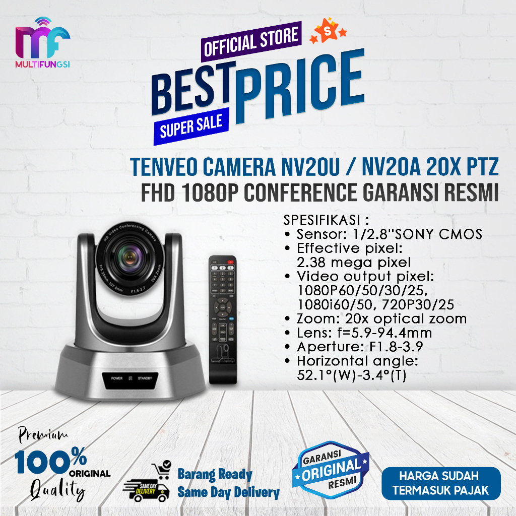 Tenveo Camera NV20U / NV20A 20X PTZ FHD 1080p Conference Garansi Resmi