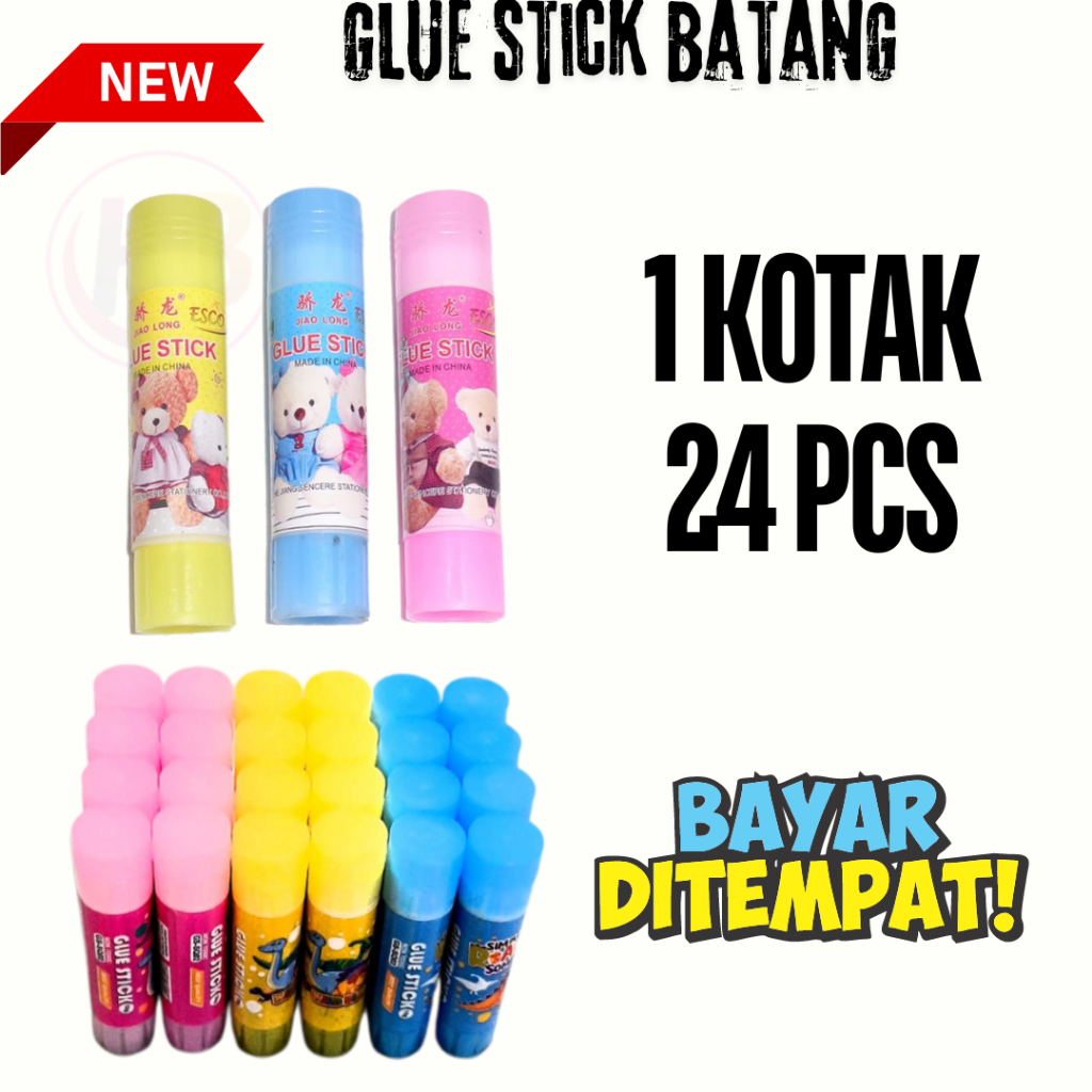 

(1 PAK 24 PCS) LEM STIK KECIL ESCO - LEM KERTAS BATANGAN - KARAKTER MOTIF RANDOM