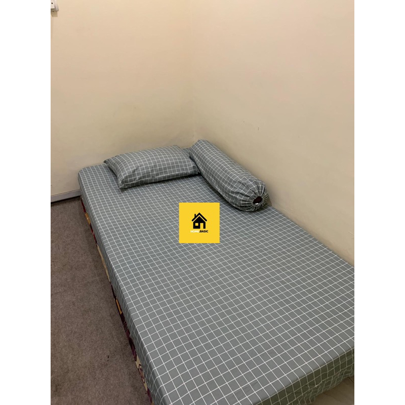 SPREI KOTAK ABU MURAH 100x200 120x200 140x200 TINGGI 25cm
