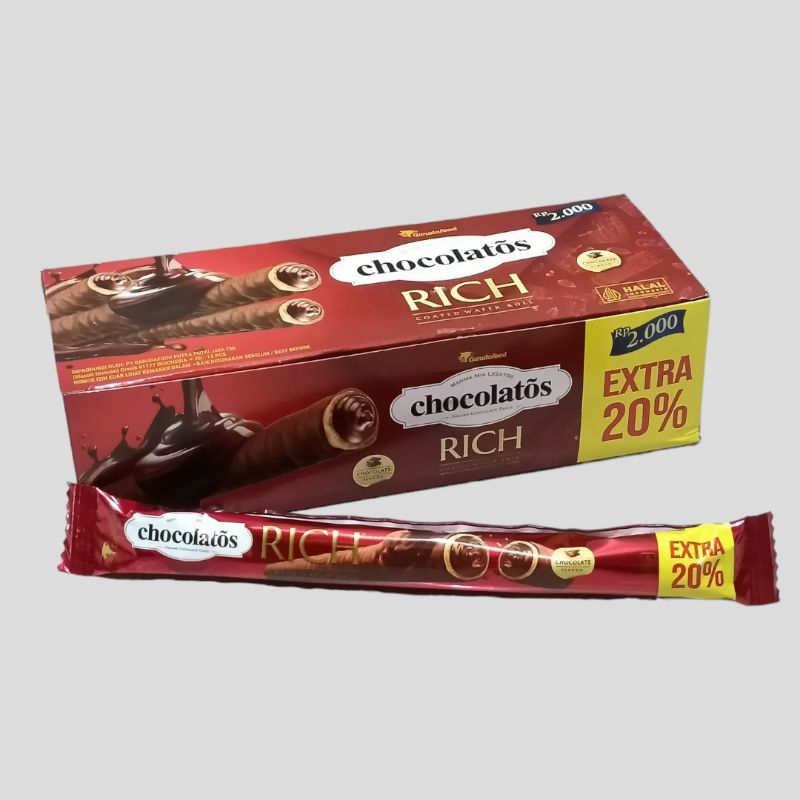 

CHOCOLATOS RICH Coklat Coated Wafer Roll 19gr (12 stick/box)