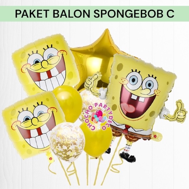 Paket Balon SPONGEBOB SQUAREPANTS C / Dekorasi Ulang Tahun Spongebob / Balon Foil Spongebob