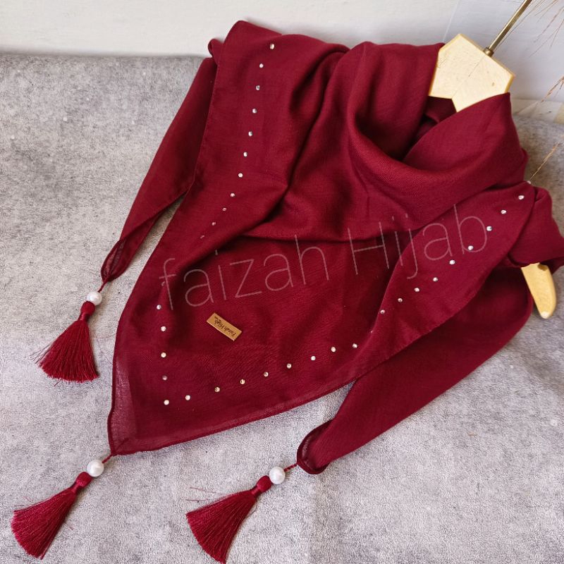 Jilbab Swarovski   kerudung segi empat tassel payet  manik manik swarovsky