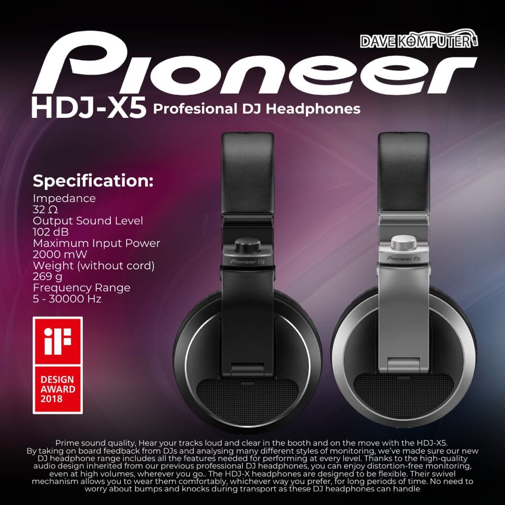 Pioneer HDJ X5 Professional DJ Headphones