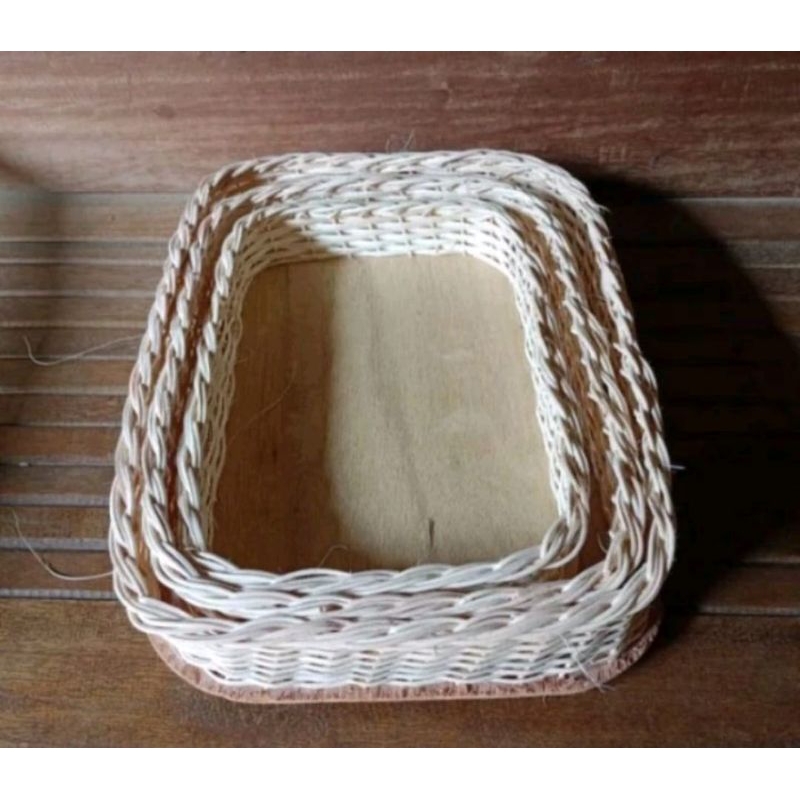 Keranjang rotan kotak pinggul set 3pcs satu paket isi 3pcs murah/baki lamaran/keranjang hantaran/ker