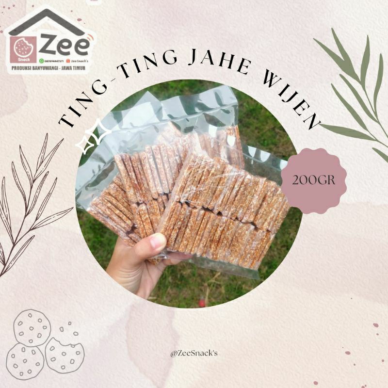 

Ting Ting Jahe Wijen 200gr oleh - oleh khas Banyuwangi Zee Snacks