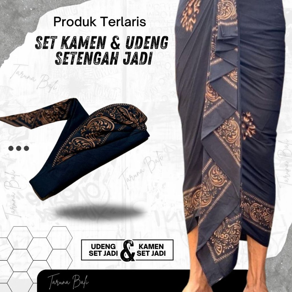SET KAMEN + UDENG BATIK SETENGAH JADI DEWASA | PAKAIAN ADAT BALI | KAMEN BALI | UDENG BALI | SET HIT