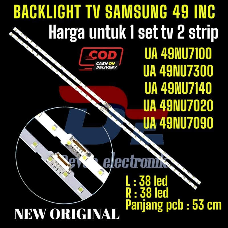 BACKLIGHT TV LED SAMSUNG UA 49NU7100 49NU7300 49NU7020 49NU7090 49NU7140  NU LAMPU BL LED IN INCH