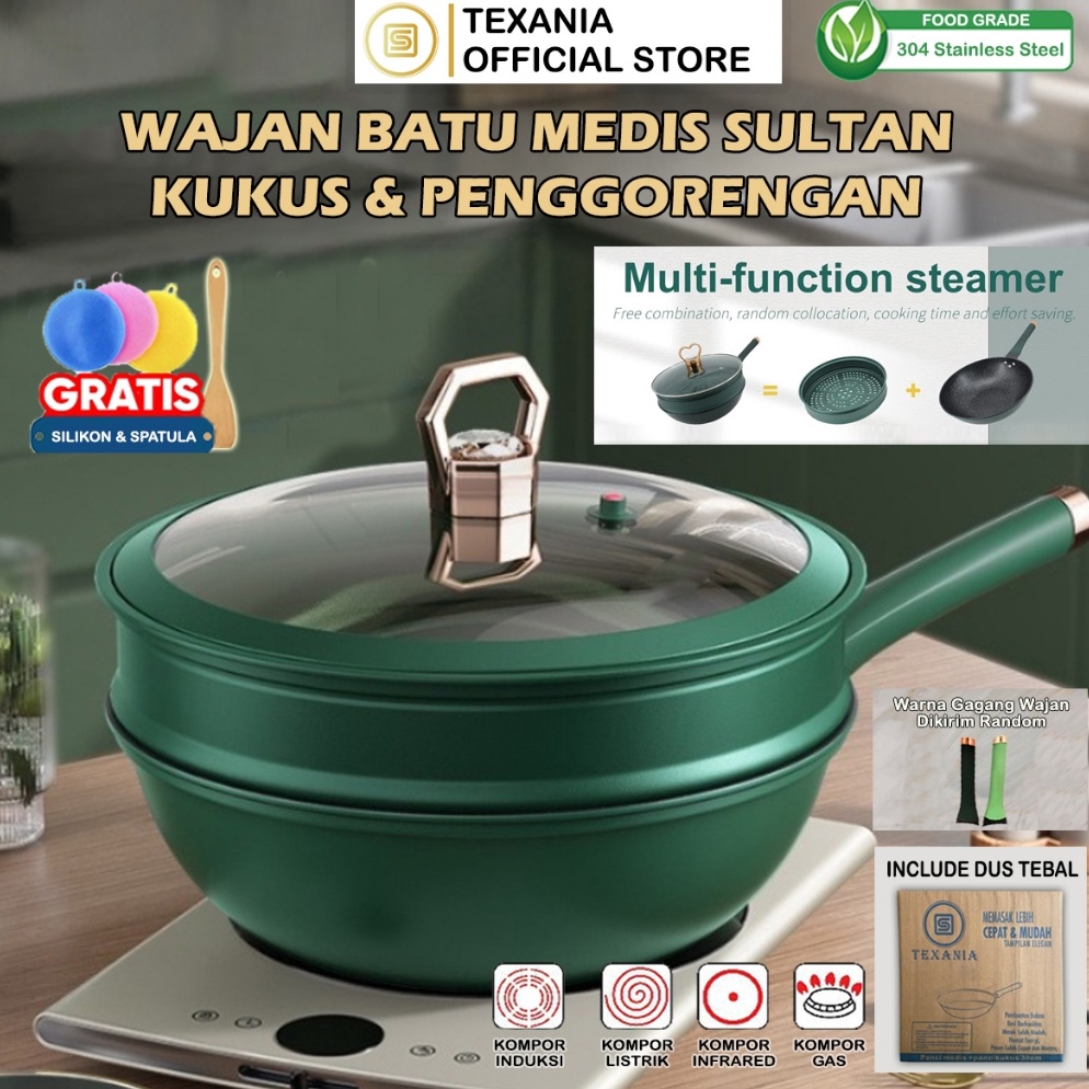 Harga Spesial 24 jam dikirim TEXANIA Panci Kukus PREMIUM Super Tebal  Panci Kukus Serbaguna