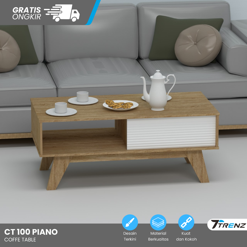 Trenz Furniture - Meja Coffe Table | Meja Ruang Tamu Minimalis | Meja Tamu Aesthetic Modern | Sofa T