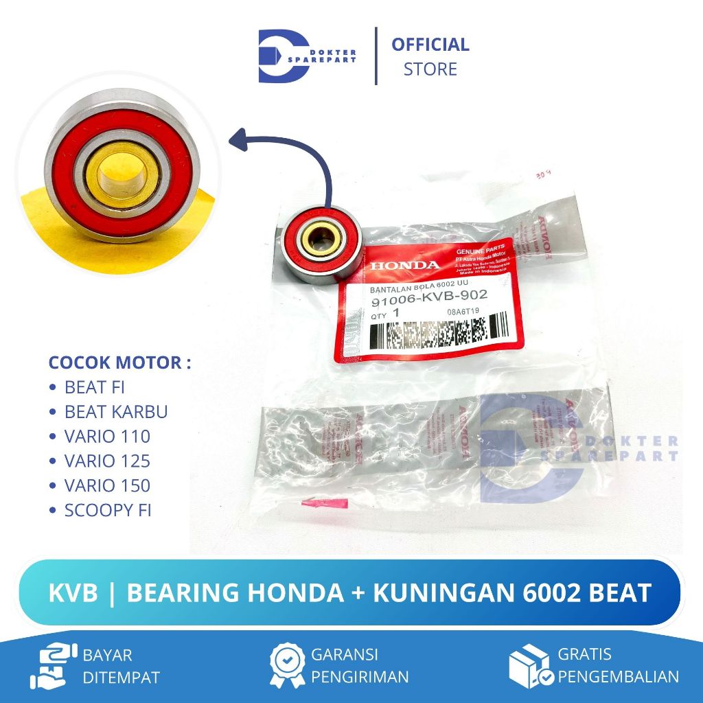 6002 BEARING HONDA + KUNINGAN BEARING BAK CVT BEAT FI / BEAT KARBU / VARIO 110 125 / LAHAR / LAHER