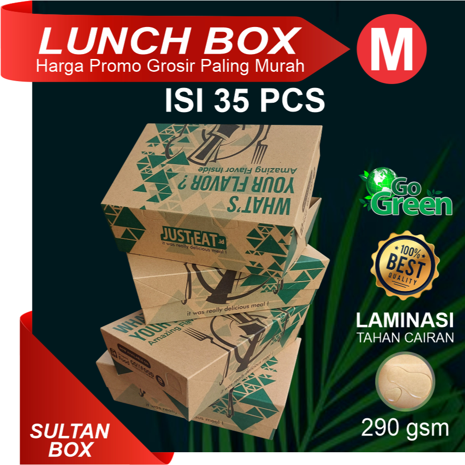 LUNCH BOX M CRAFT MOTIF 35 PCS LAMINASI GLOSSY DUS MAKANAN KOTAK NASI AYAM GORENG MIE GACOAN  KWETIA