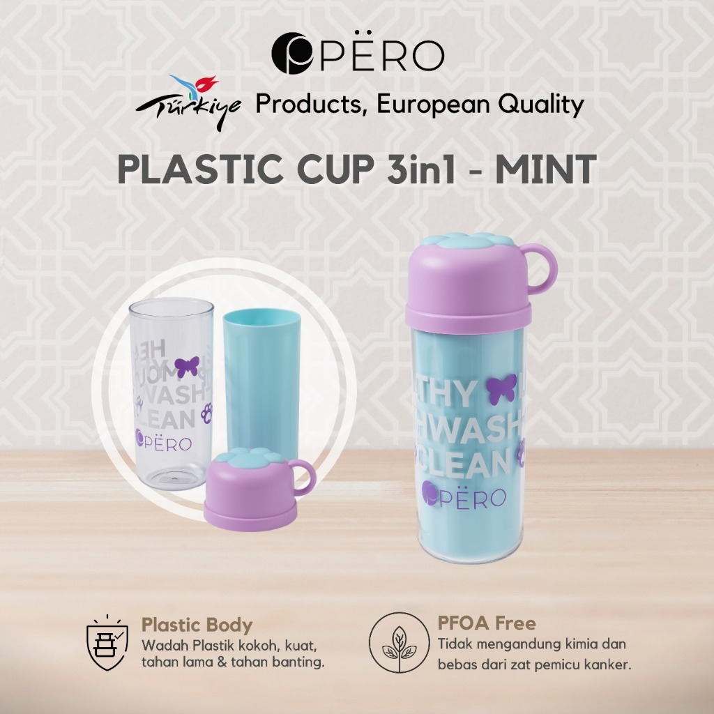 [Restock] Pero Kids Molly Travel Cup Set 3 in 1 Glass 1000ML / Botol Minum Gelas 3 in 1