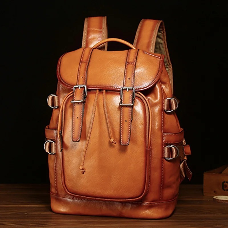 Ransel Pria Kulit Asli - Tas Multifungsi Kapasitas Besar Kulit Sapi Asli