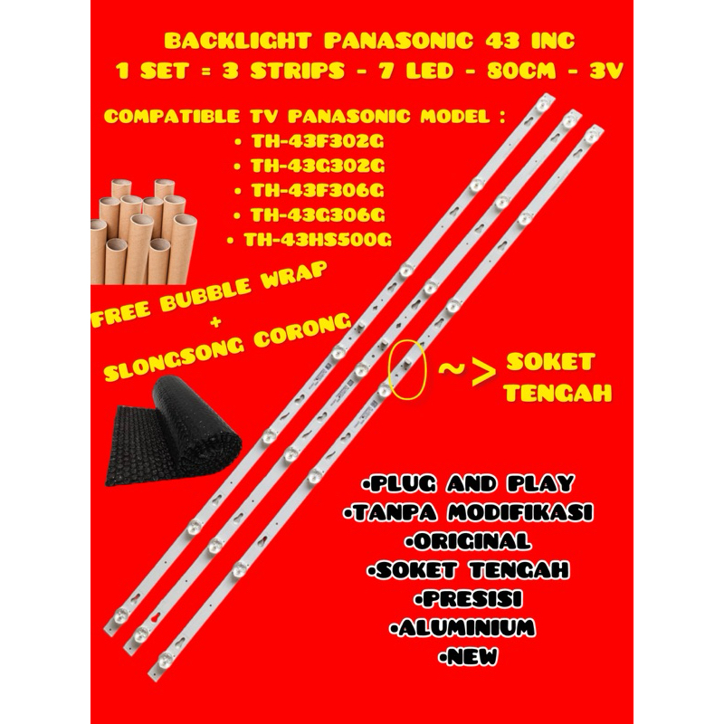 BACKLIGHT TV LED PANASONIC 43 INC TH 43F302 43G302 43F302G 43G302G LAMPU BL 7K TH43F302G TH43G302G T