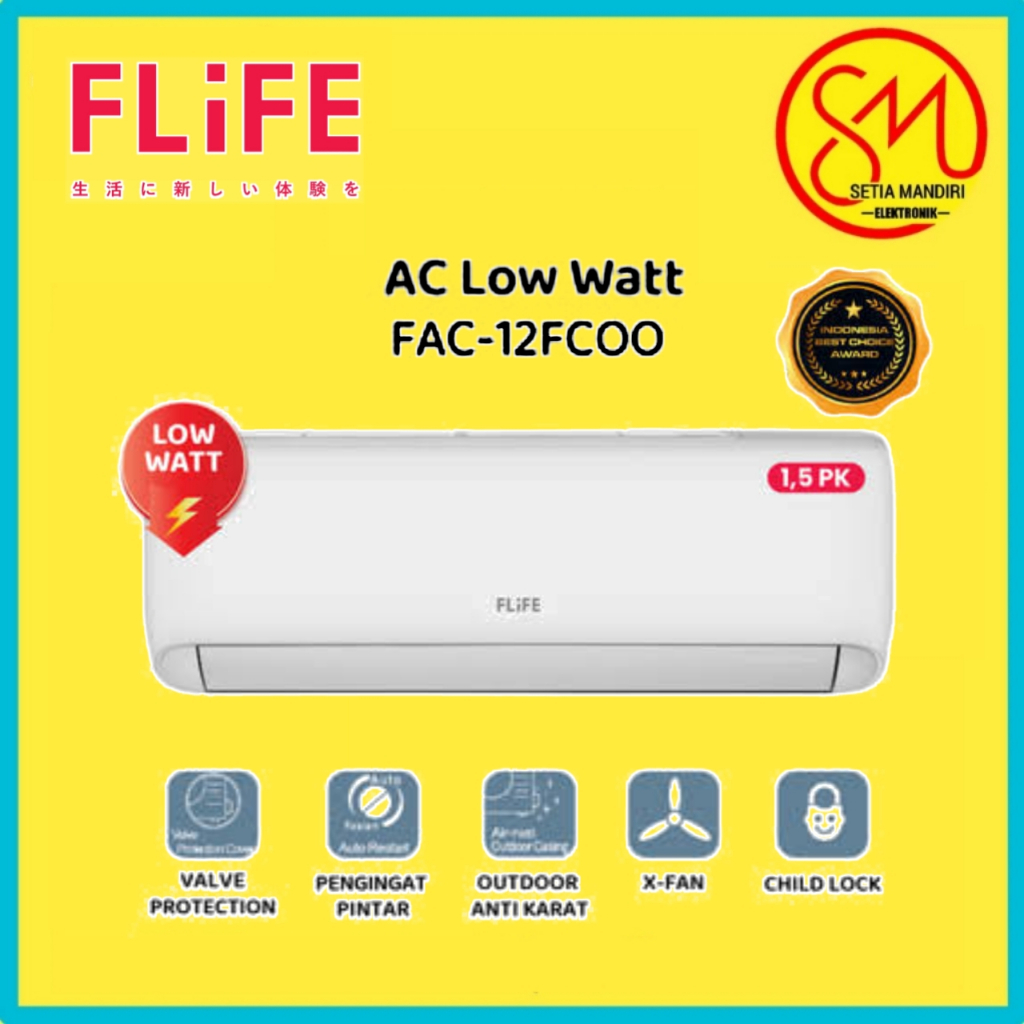 FLIFE by GREE AC LOW WATT 1.5 PK - FAC-12FCOO - Garansi Resmi