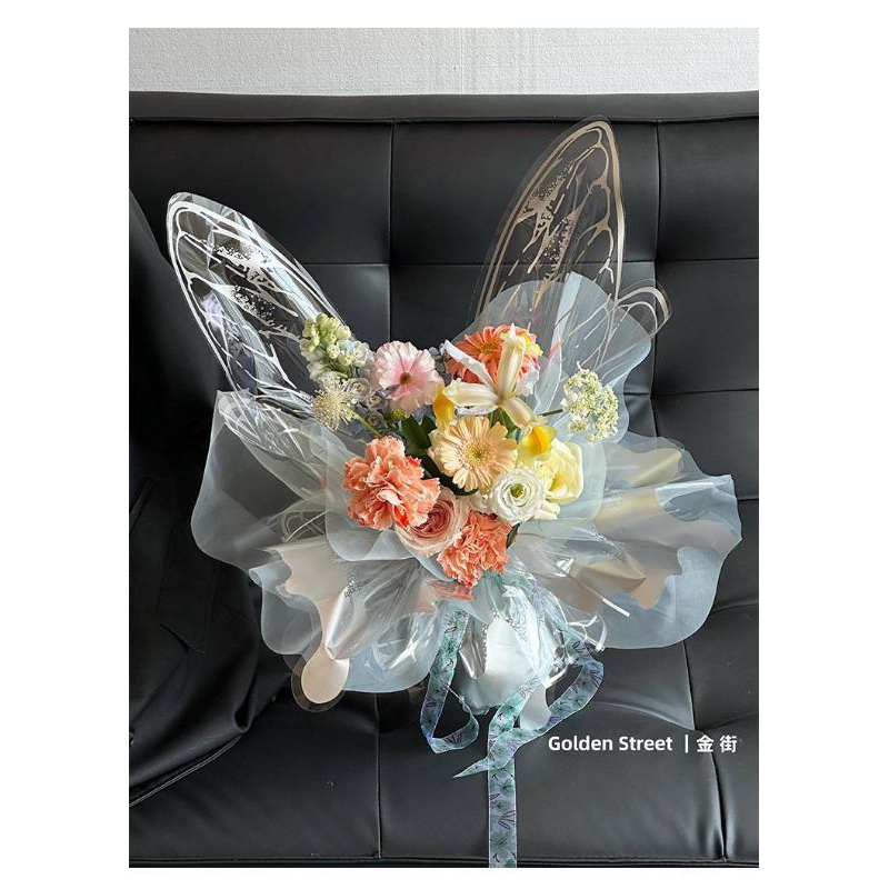 

Butterfly Wings Transparant Wrapping Flower Per 2 Set ( satu Kupu kupu utuh) Kertas Buket Motif Kupu kupu