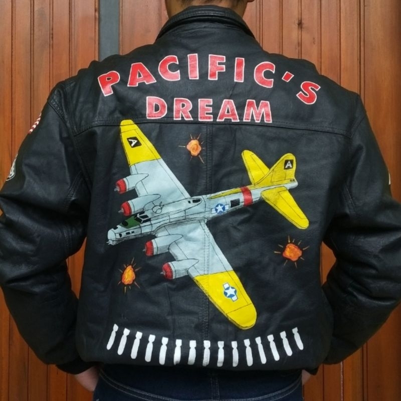 jaket kulit leather army pilot jacket flight bomber second