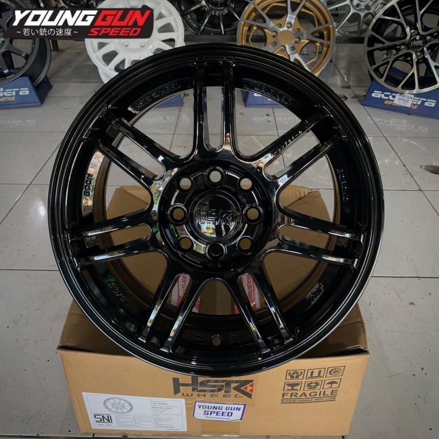 velg mobil ring 15 hsr boon for vios brio agya calya sigra pelek hsr r15 black glossy