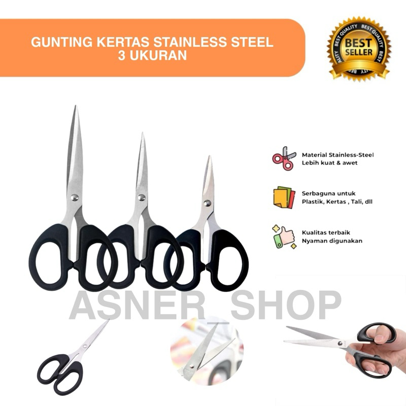 

Scissors Paper Gunting Kertas Plastik Size S - M - L Stainless Steel Tajam