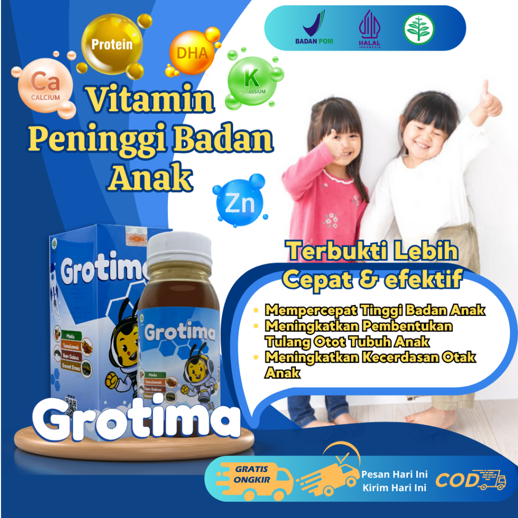 Vitamin Peninggi Badan Anak / Vitamin Tinggi Badan Anak / Obat Peninggi Badan Anak / Grotima Supleme