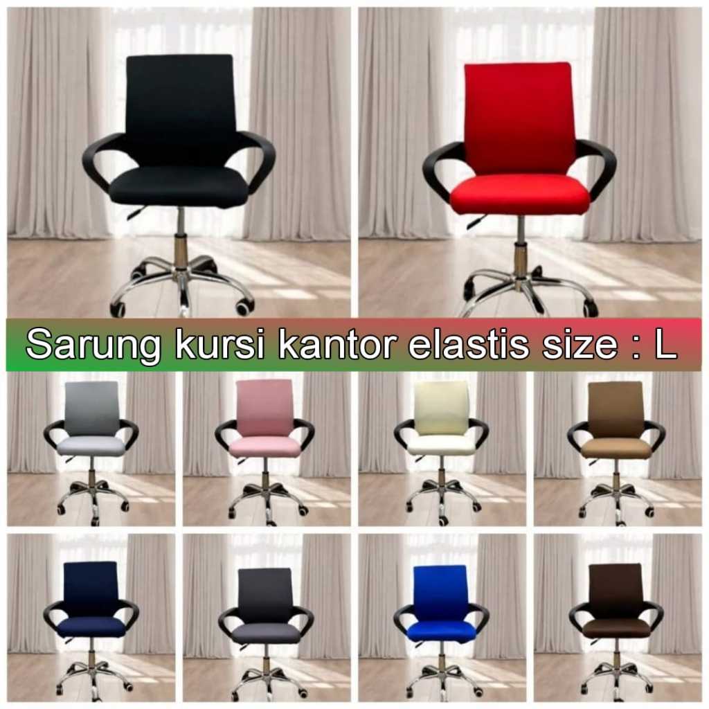 Sarung Kursi Kantor Putar Elastis Ukuran L Penutup Kursi Stretch Modern Pelindung Anti Debu untuk Ku