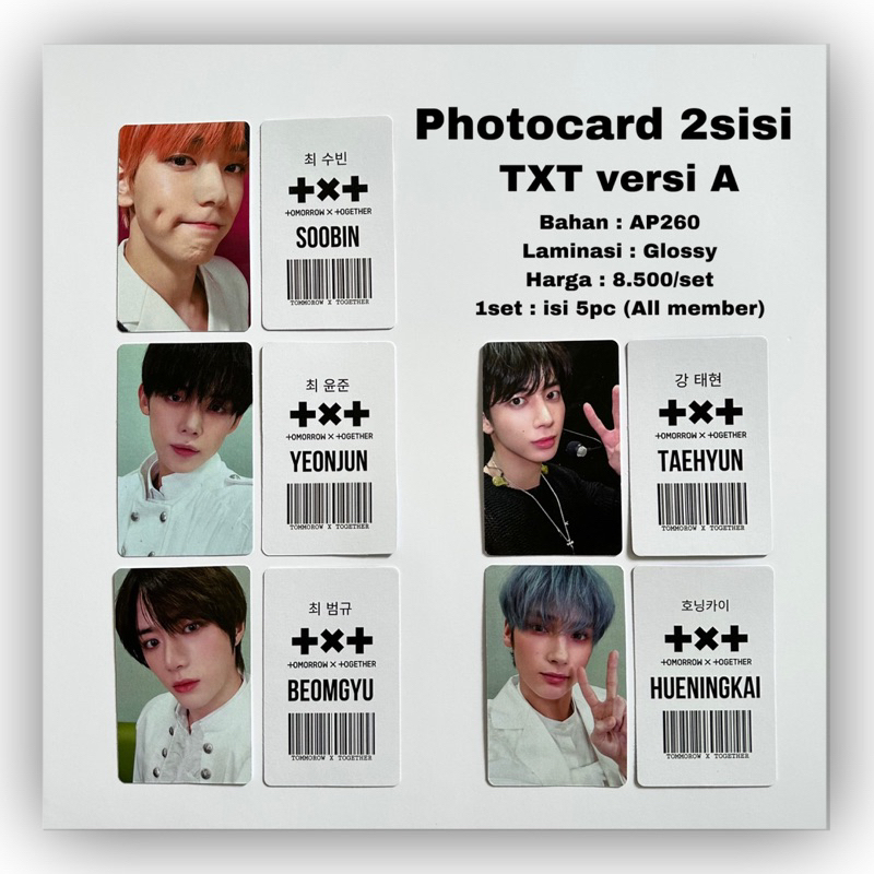 Photocard 2 Sisi TXT (isi 5pc) | Unofficial | Fanmade
