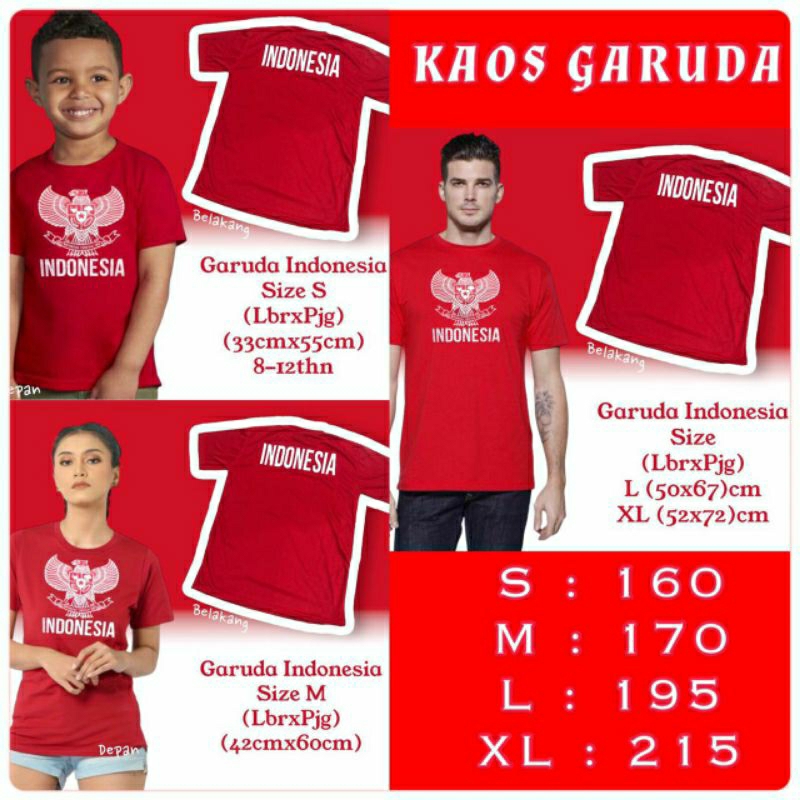 kaos Garuda Indonesia/kaos merah 17 Agustus/kaos Indonesia merdeka/kaos merah putih