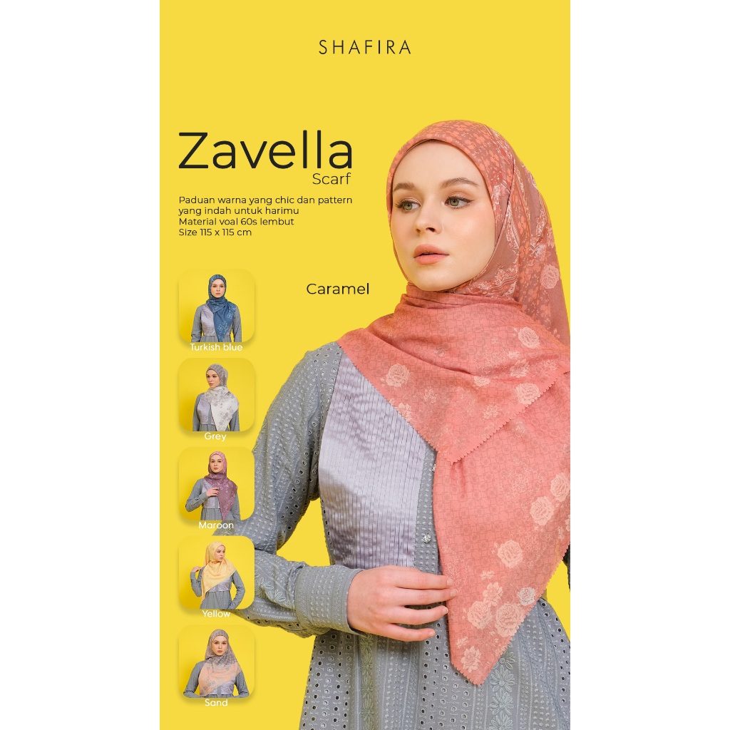 Shafira - Zavella Printed Scarf | Hijab Segi Empat Motif