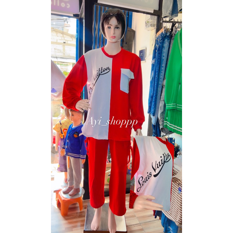 Aii_shoppp - SETELAN CELANA MERAH PUTIH CELANA CARGO WANITA