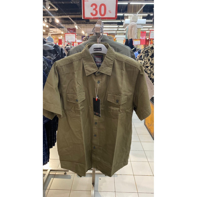 kemeja polos kanvas 2 kantong 3’Nthree