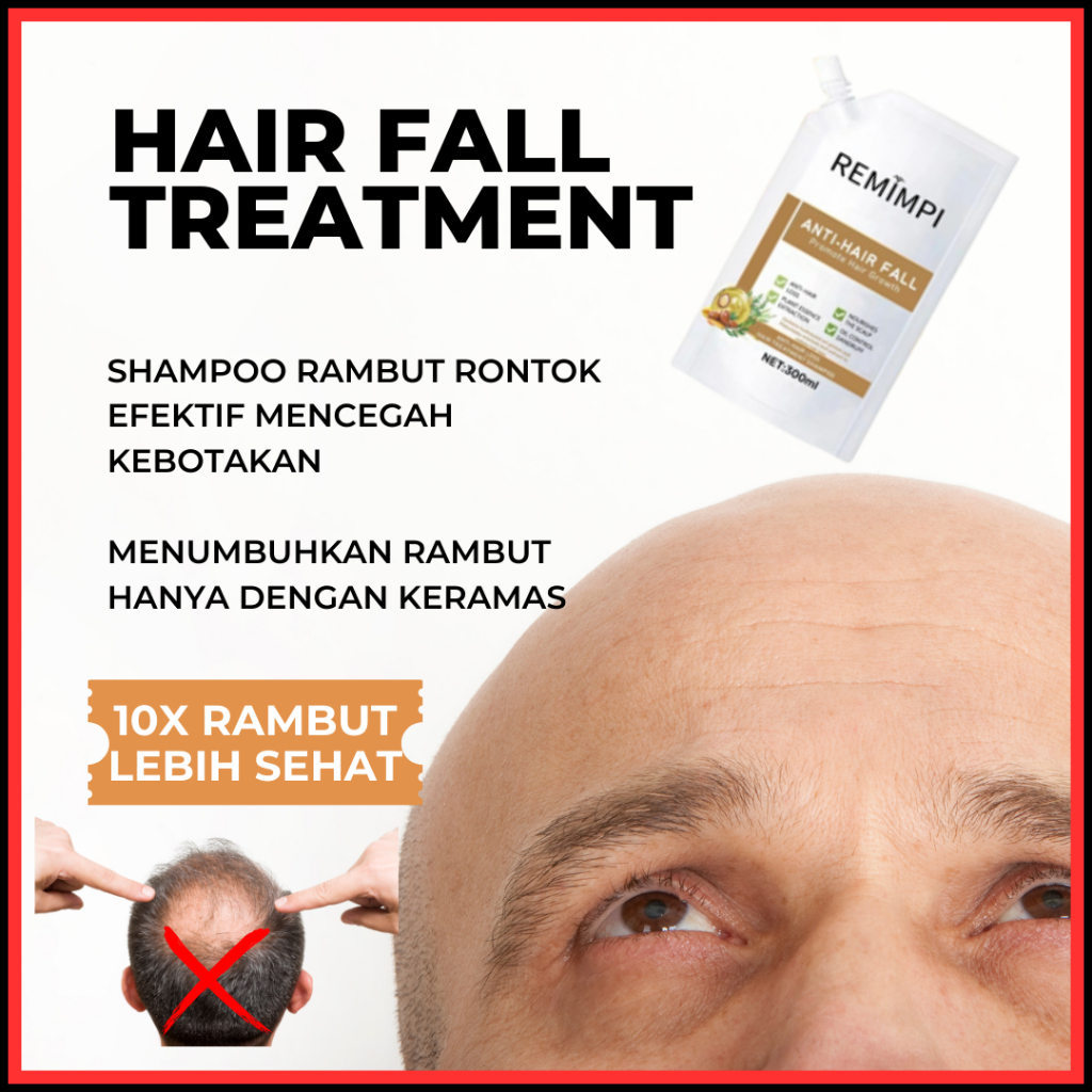 REMIMPI SHAMPOO Penumbuh Rambut Pria Botak - Shampo Rambut Rontok, Kebotakan, Ketombe, Menumbuhkan R