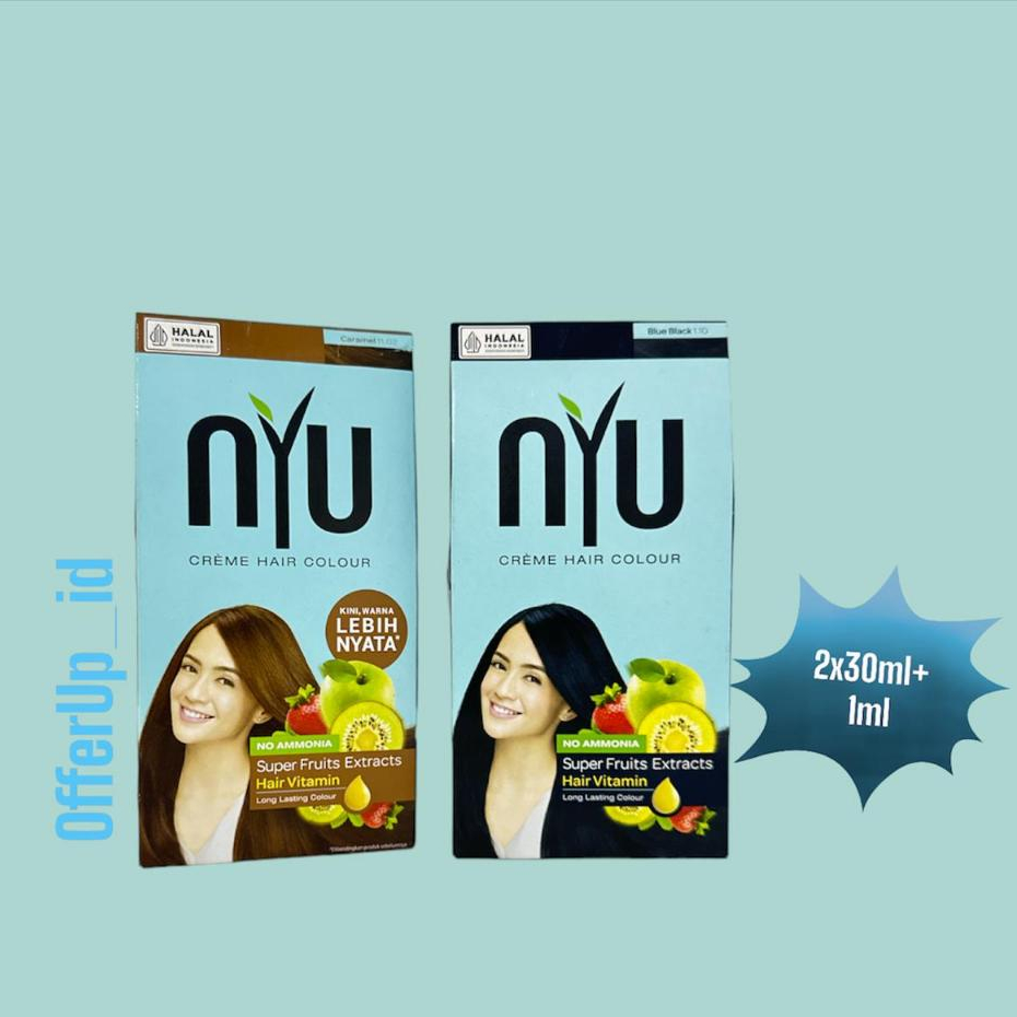 NYU Pewarna Rambut Hair Color Blue Black 1.10 Caramel 11.02