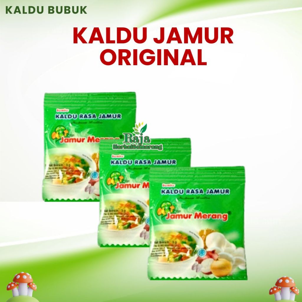 

KALDU JAMUR BUBUK SACHET ORIGINAL CAP JAMUR MERANG | 3 GRAM | PENYEDAP RASA NON MSG HALAL BPOM ALAMI