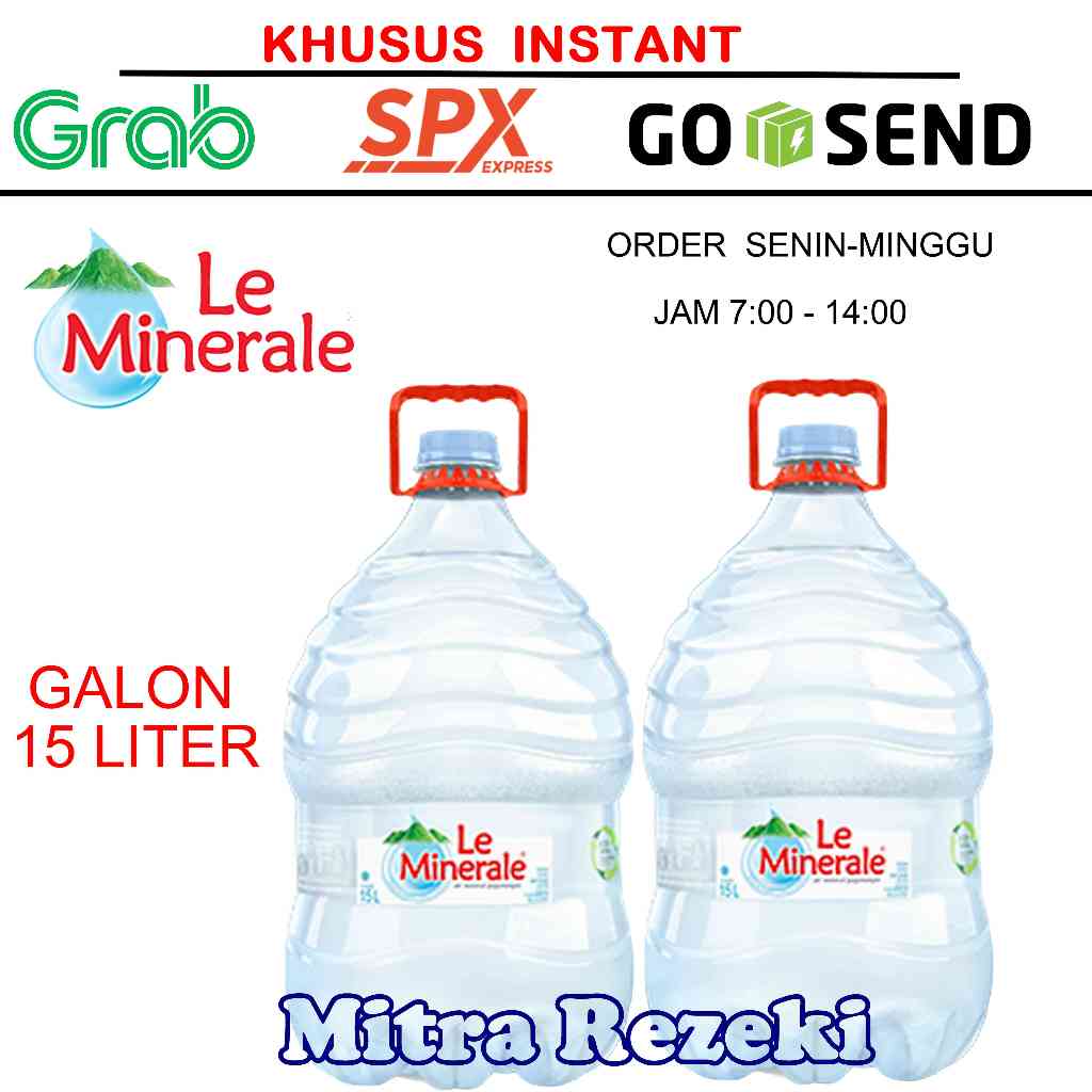 

LE MINERALE GALON 15 LITER AIR MINUM MINERAL dari MAYORA LEMINERAL AQUA GALON