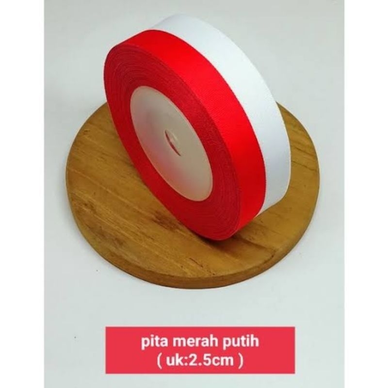 Pita Merah Putih per meter - Pita merah putih 1 meter - Pita Kemerdekaan - Pita Indonesia