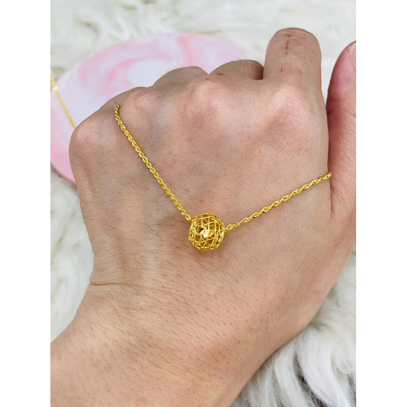 kalung with liontin bulat bola kerawang simple elegant emas asli kadar 700