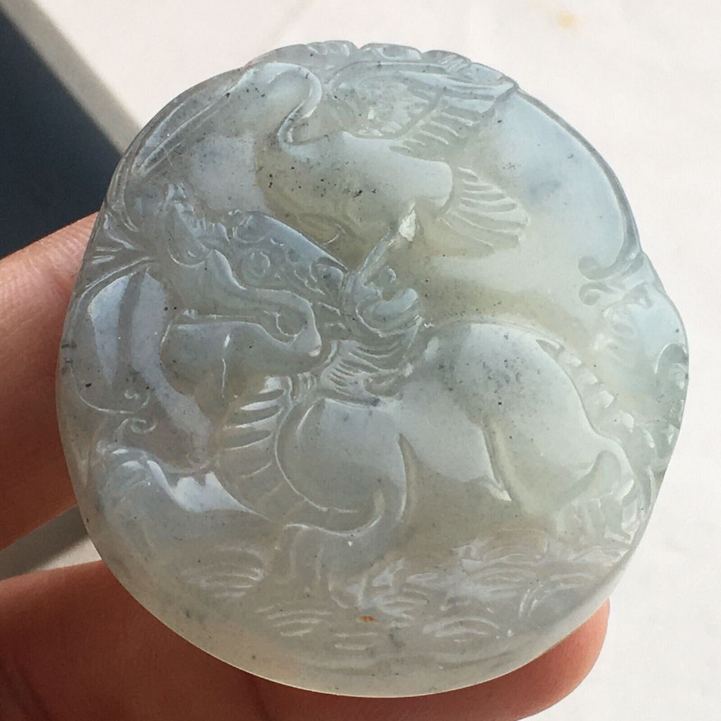 Liontin Natural Ice show jade Carved PiXiu luck pendant MC02624