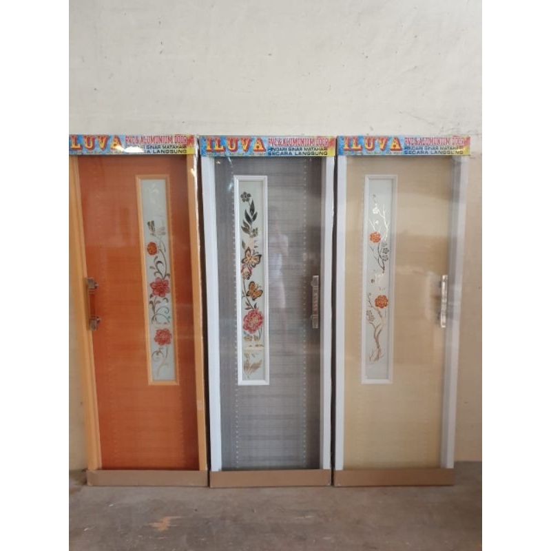 Pintu Kamar Mandi Kaca Samping Plastik PVC Bahan Tebal ILUVA Lengkap Dengan Kusen/ Pintu Toilet WC U