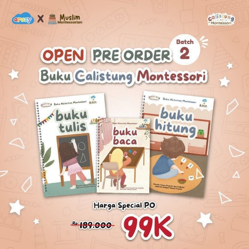 Buku Aktivitas Metode Montessori Calistung Montessori Buku Anak Buku SD Buku TK Usia 3 + UTBK Baca T