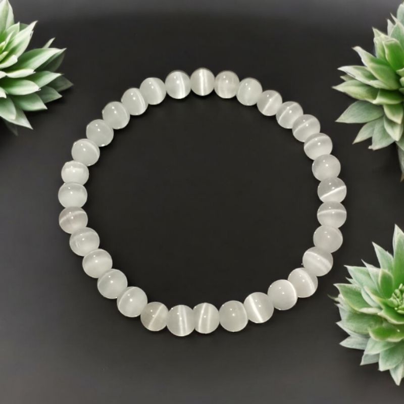 GELANG Natural Stone Selenite Cat Eye
